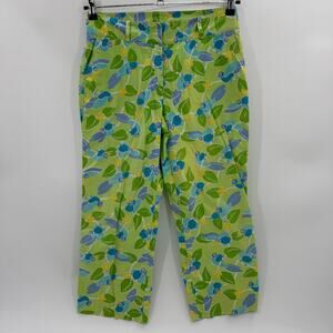 LILLY PULITIZER Toucan Bird Print Cropped Capri Pants Size 6 Cotton Blend [FLAW]